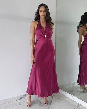 Pink Neck Detail Maxi Dress