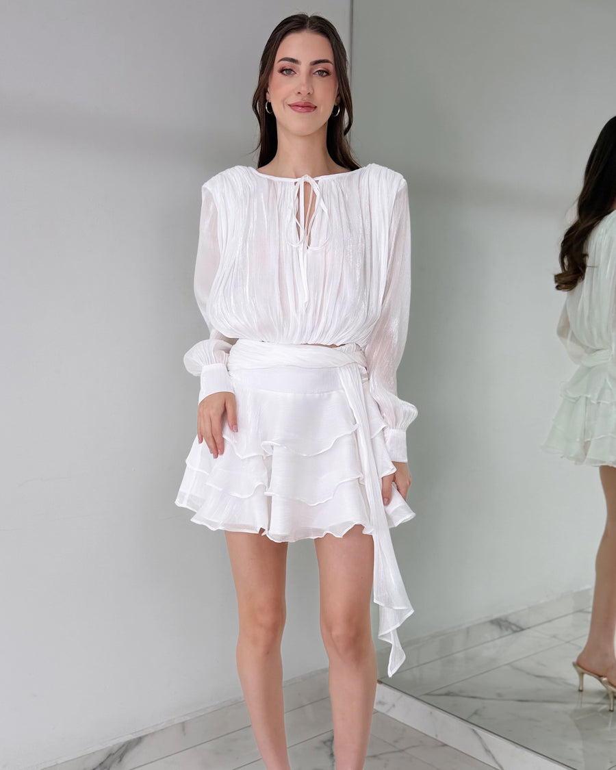 White Long Sleeve Two Piece Set