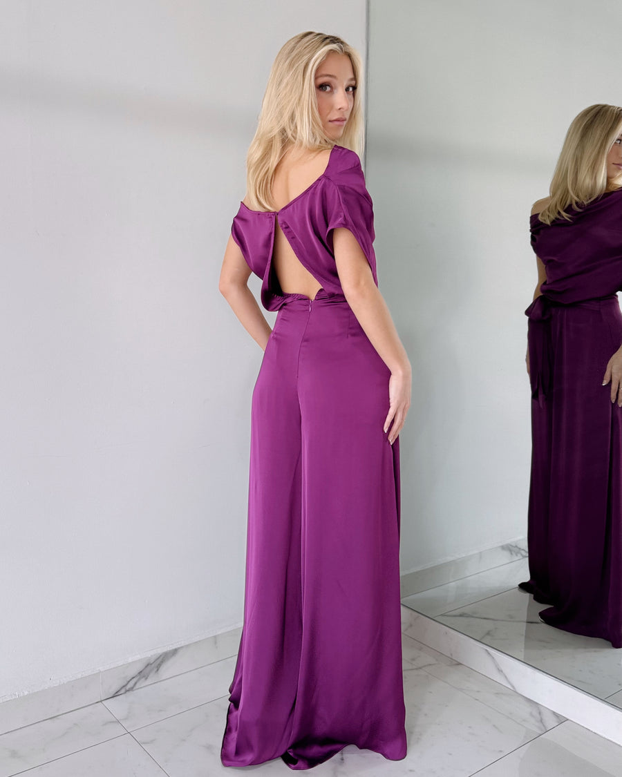 Magenta One Shoulder Jumpsuit