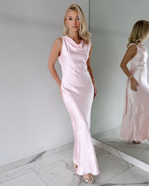 Baby Pink Blush Open Back Maxi Dress