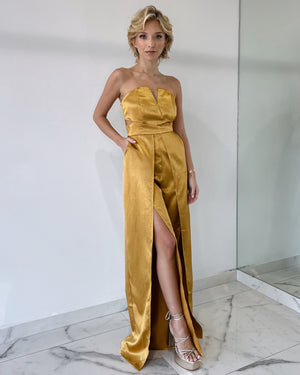 Mustard V Neck Jumpsuit