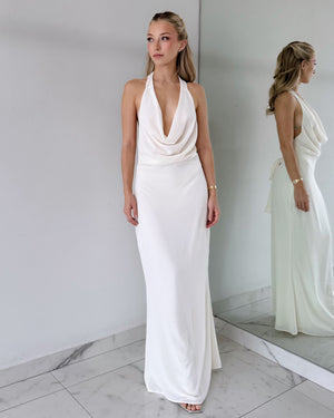 White Open Back Maxi Dress