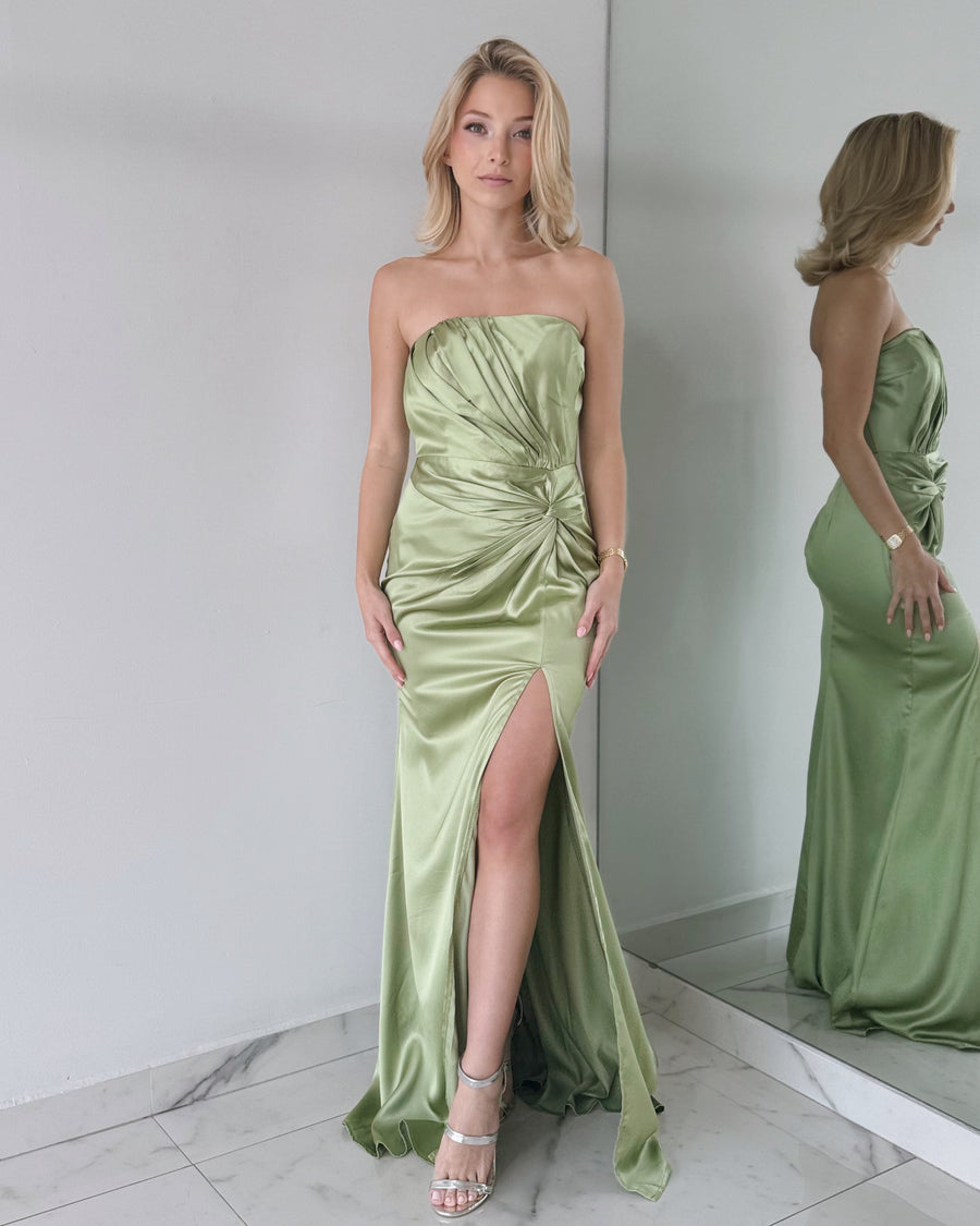 Baby Green Strapless Gown Dress