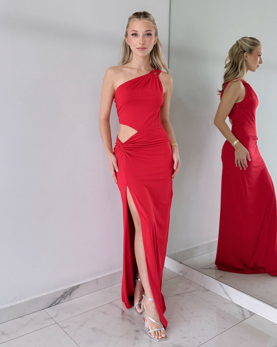 Red Open Detail Gown Dress