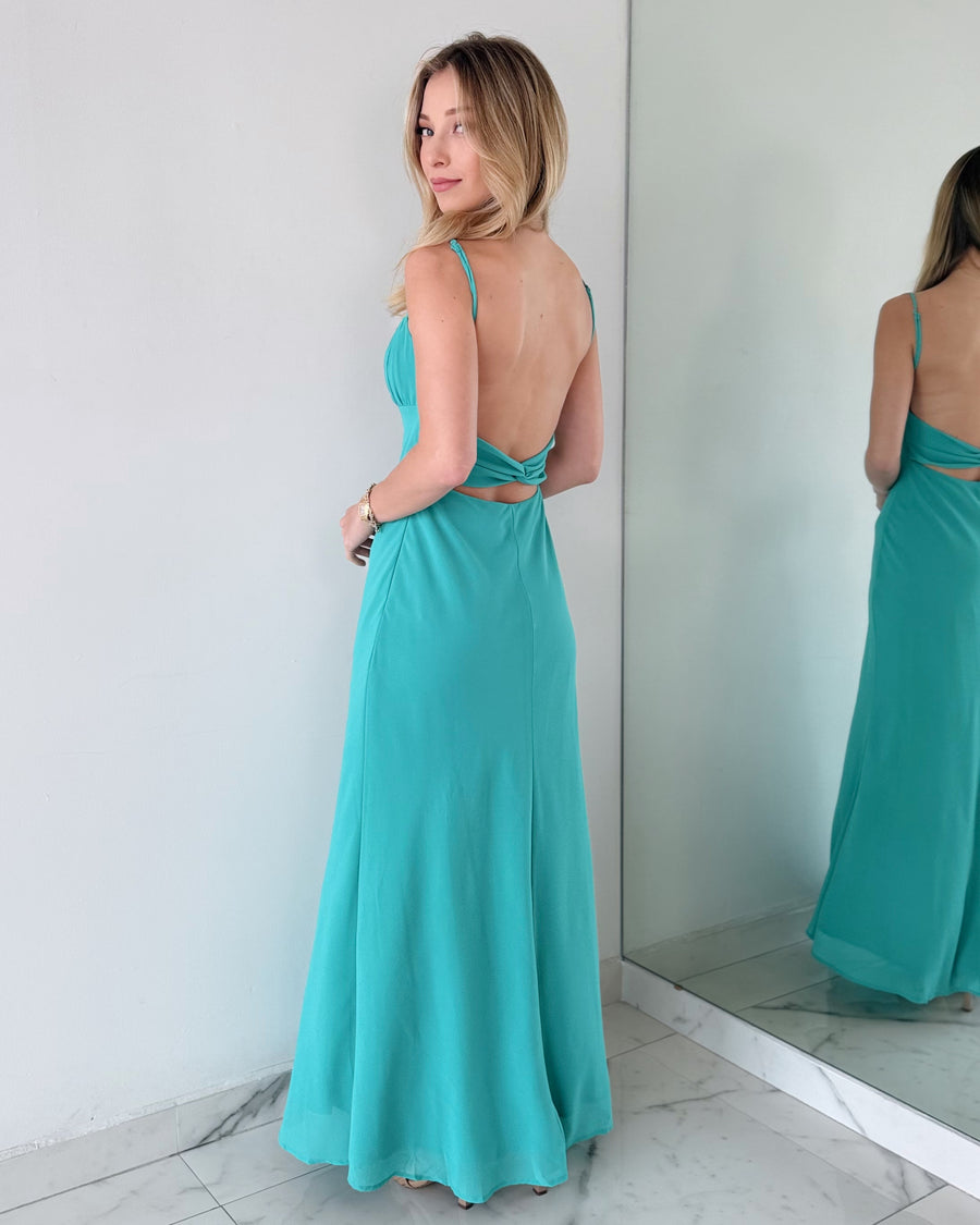 Jelly Mint Twist Back Maxi Dress
