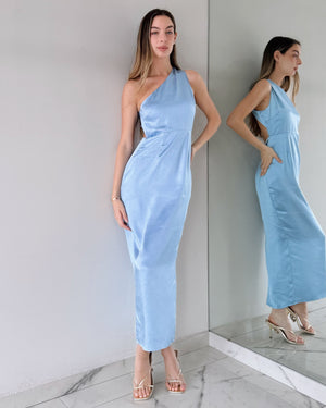 Blue One Shoulder Maxi Dress