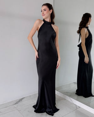 Black Open Back Gown Dress