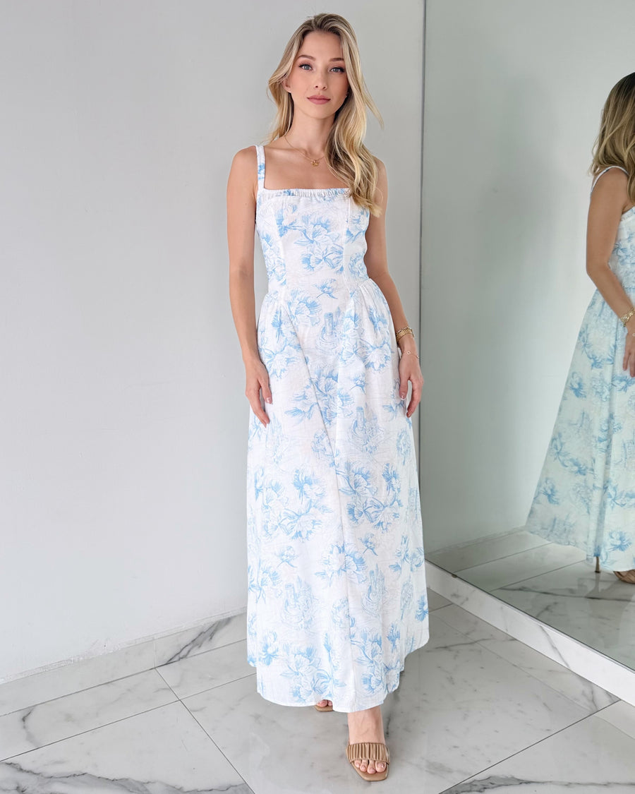 Baby Blue Floral Maxi Dress