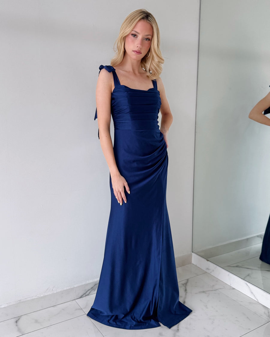 LM1070 Blue Bodycon Gown Dress