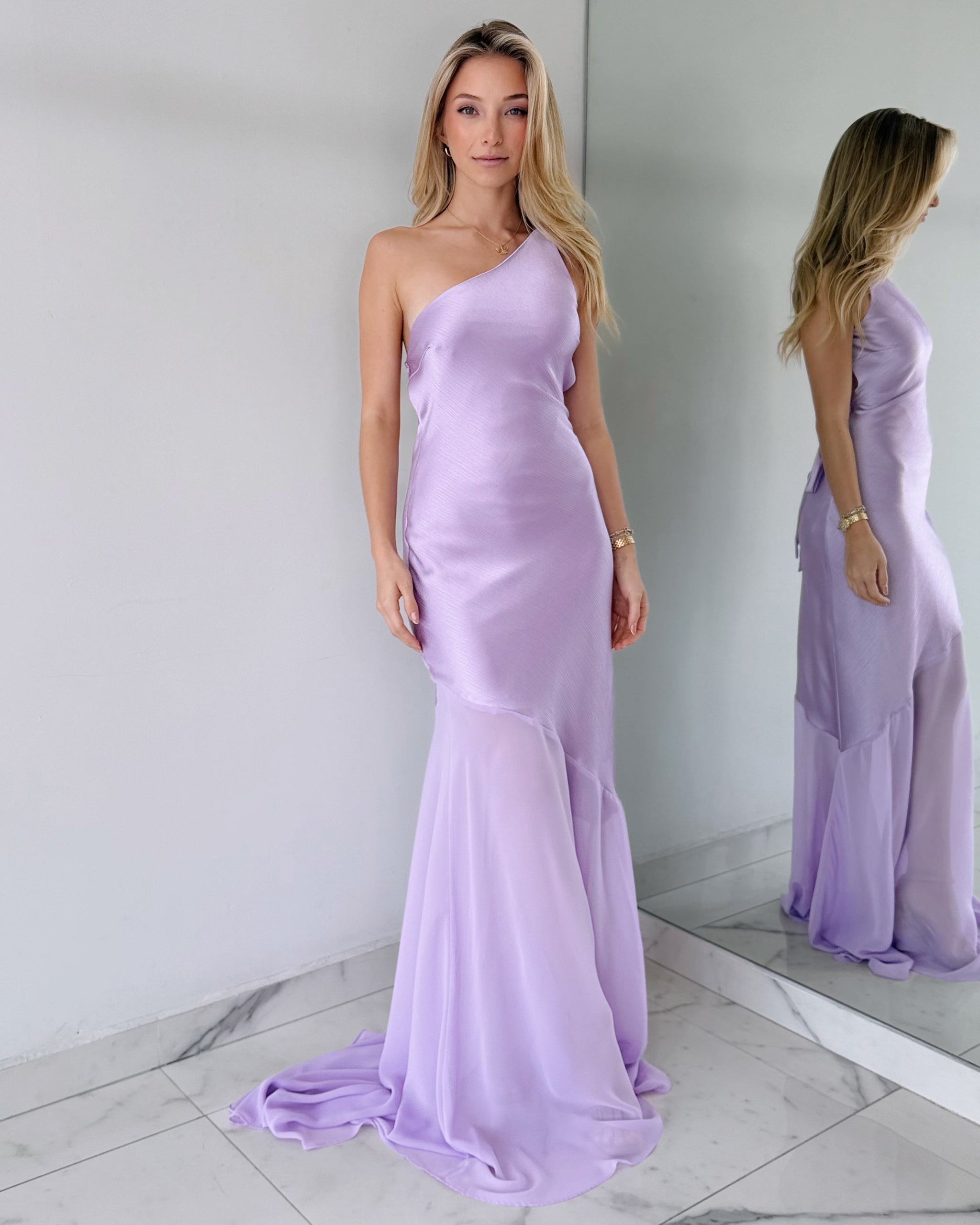 Lilac Open Back Gown Dress
