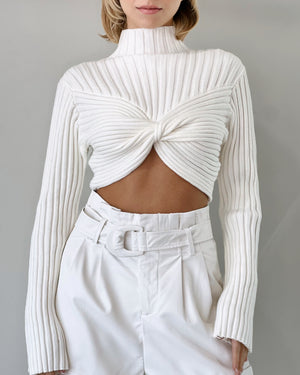 White Sueter Crop Top