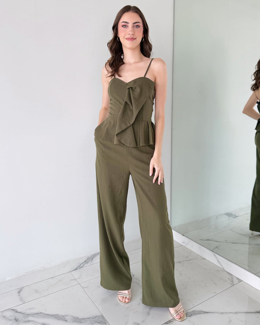 Olive Green Ruffle Jumpsuit