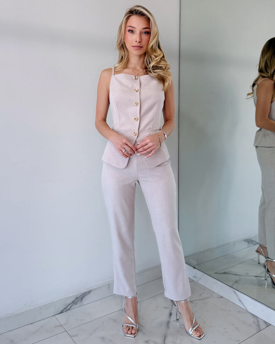 Nude Top + Pant Two Piece Set