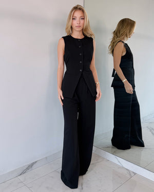 Black Top + Pant Two Piece Set