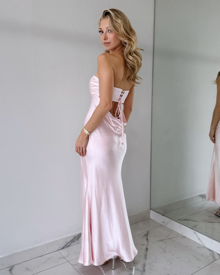 Blush Strapless Maxi Dress