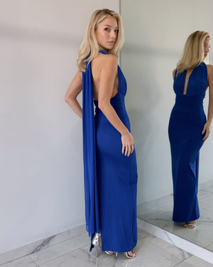 Royal Blue Cross Maxi Dress