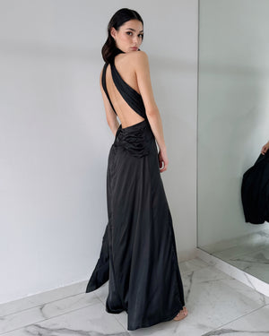 Black Open Back Gown Dress