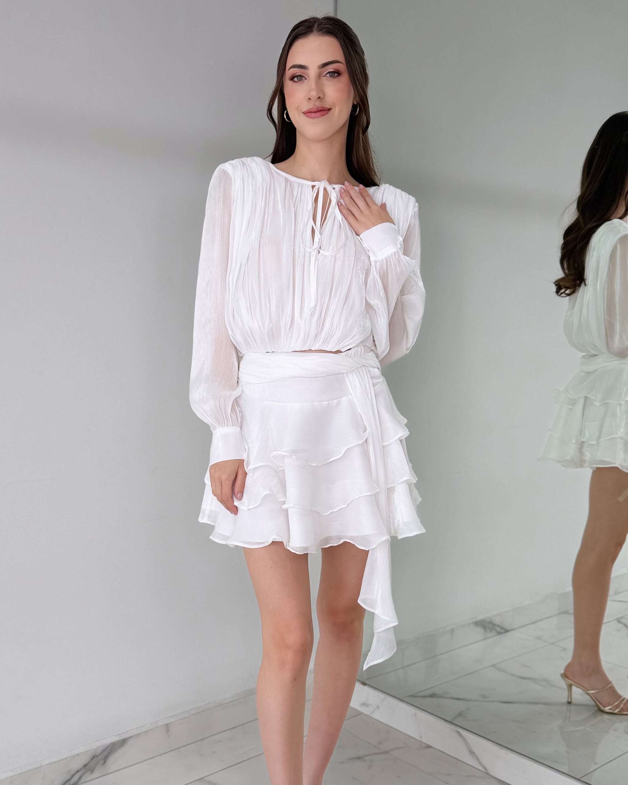 White Long Sleeve Two Piece Set