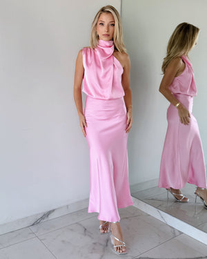 Light Pink Halter Midi Dress