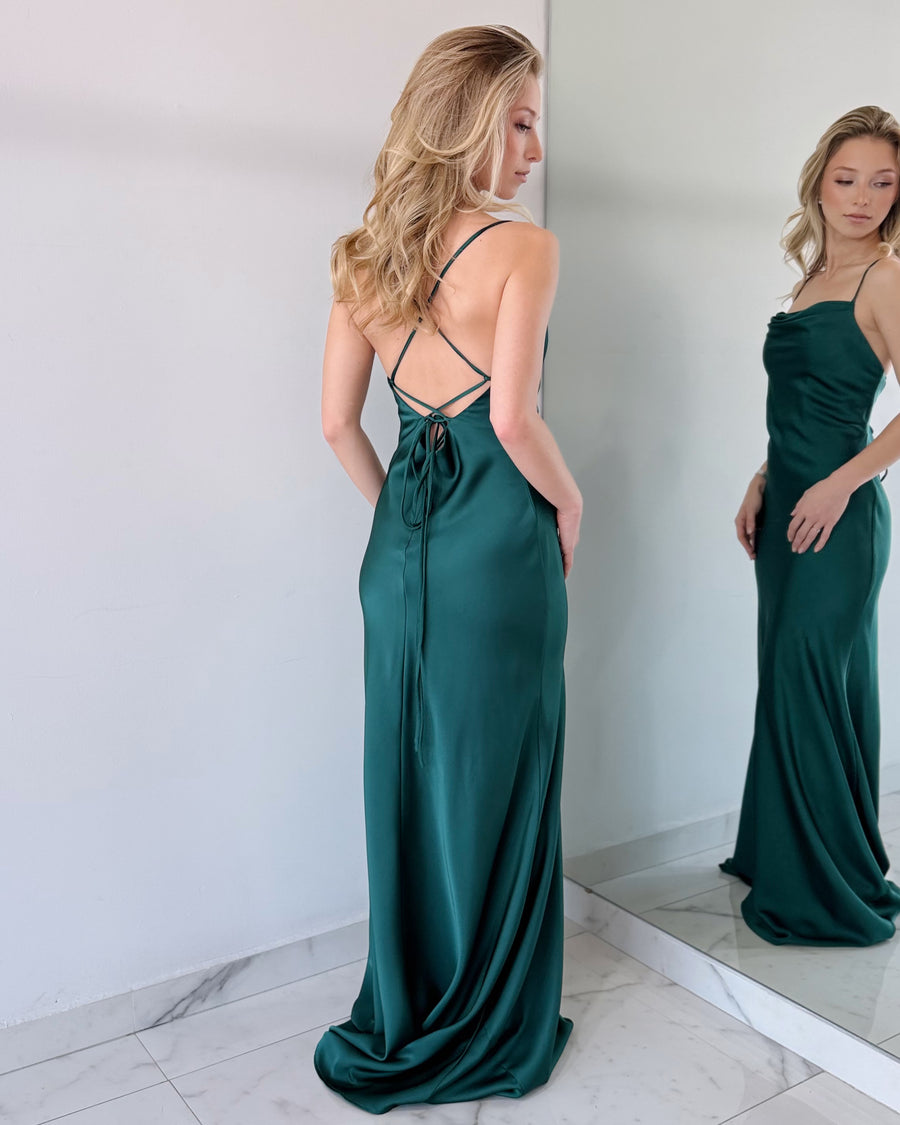 Green Bodycon Strap Gown Dress