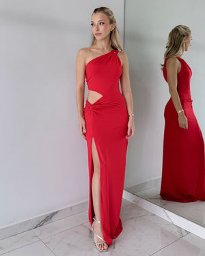 Red Open Detail Gown Dress