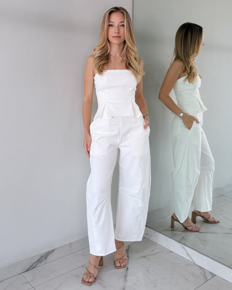 White Strapless Jumpsuit