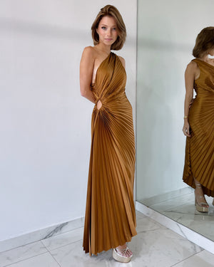 Copper Asymmetrical Midi Dress