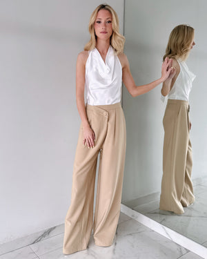 LJP11407 White Nude Open Back Jumpsuit