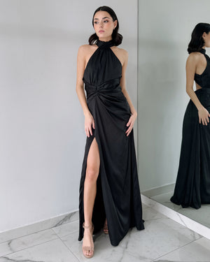 Black Open Back Gown Dress