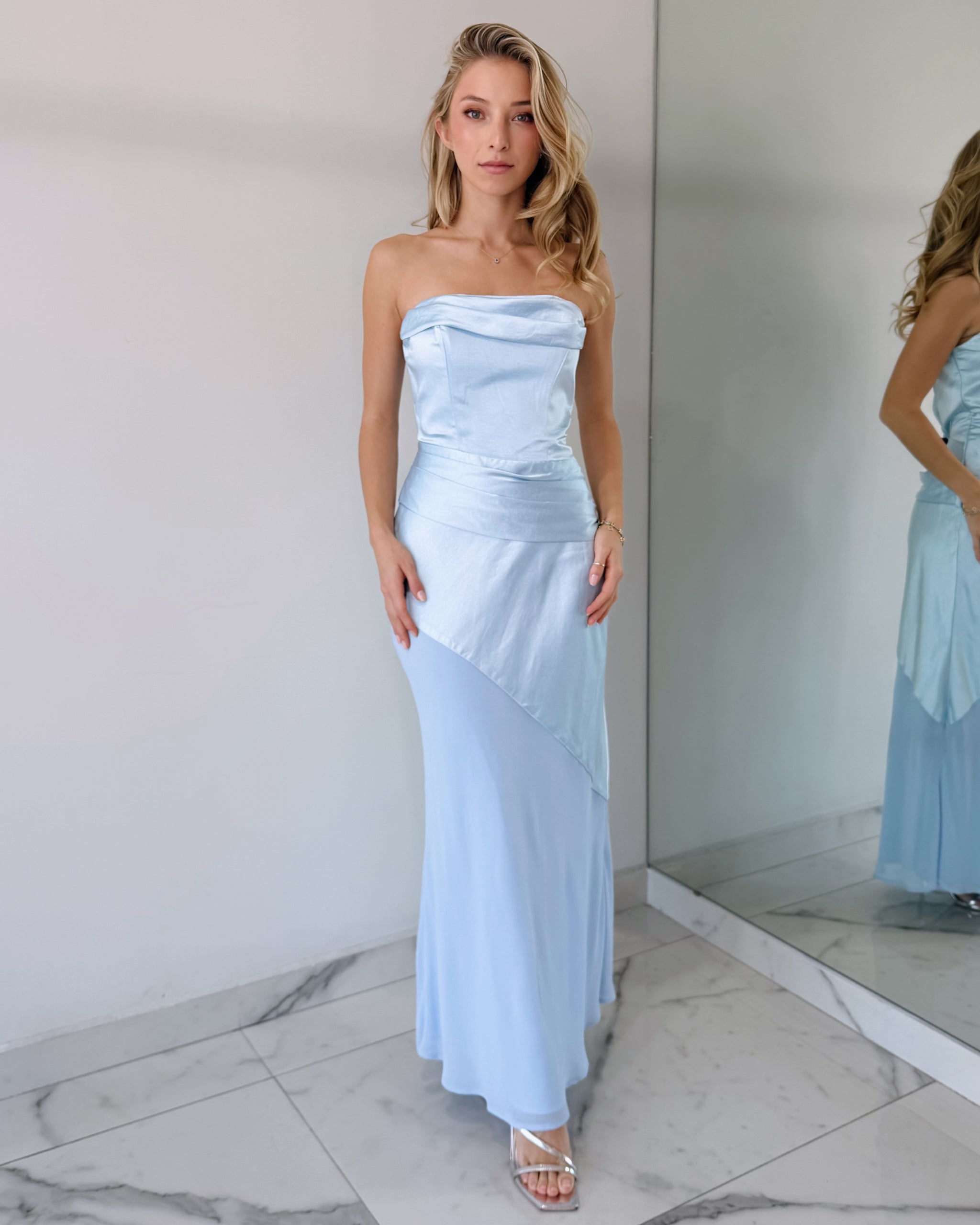 Baby Blue Strapless Maxi Dress - IKL BOUTIQUE Baby Blue Strapless Maxi Dress - IKL BOUTIQUE