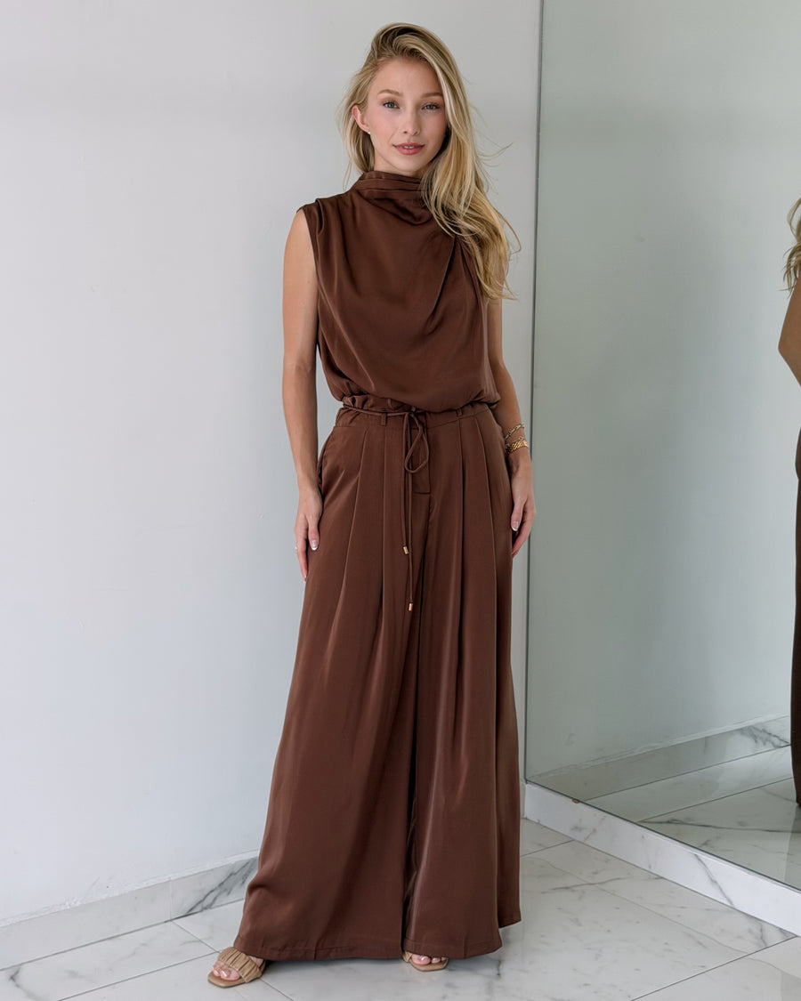 Coffee Top + Pant Two Piece Set