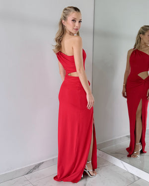 Red Open Detail Gown Dress