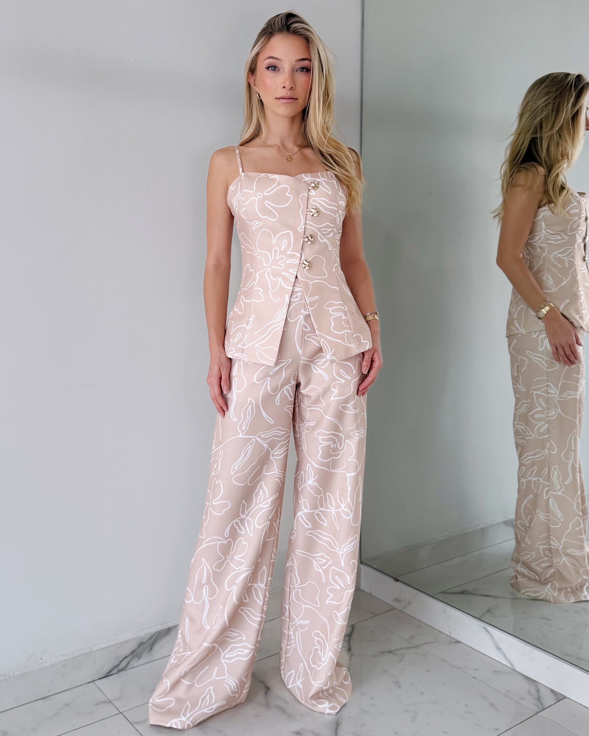 Nude Print Pant + Top Two Piece Set