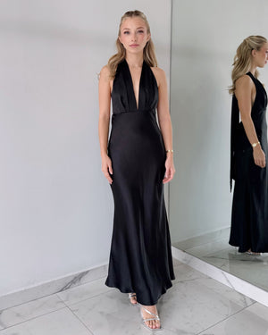 Black Open Back Maxi Dress