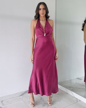 Pink Neck Detail Maxi Dress