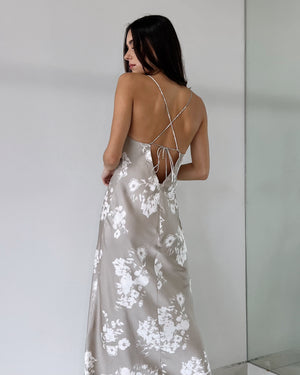 Print Open Back Midi Dress