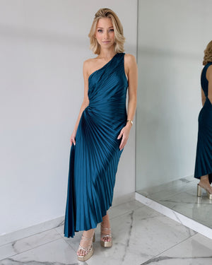 Blue Asymmetrical Midi Dress