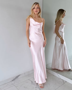 Baby Pink One Shoulder Maxi Dress