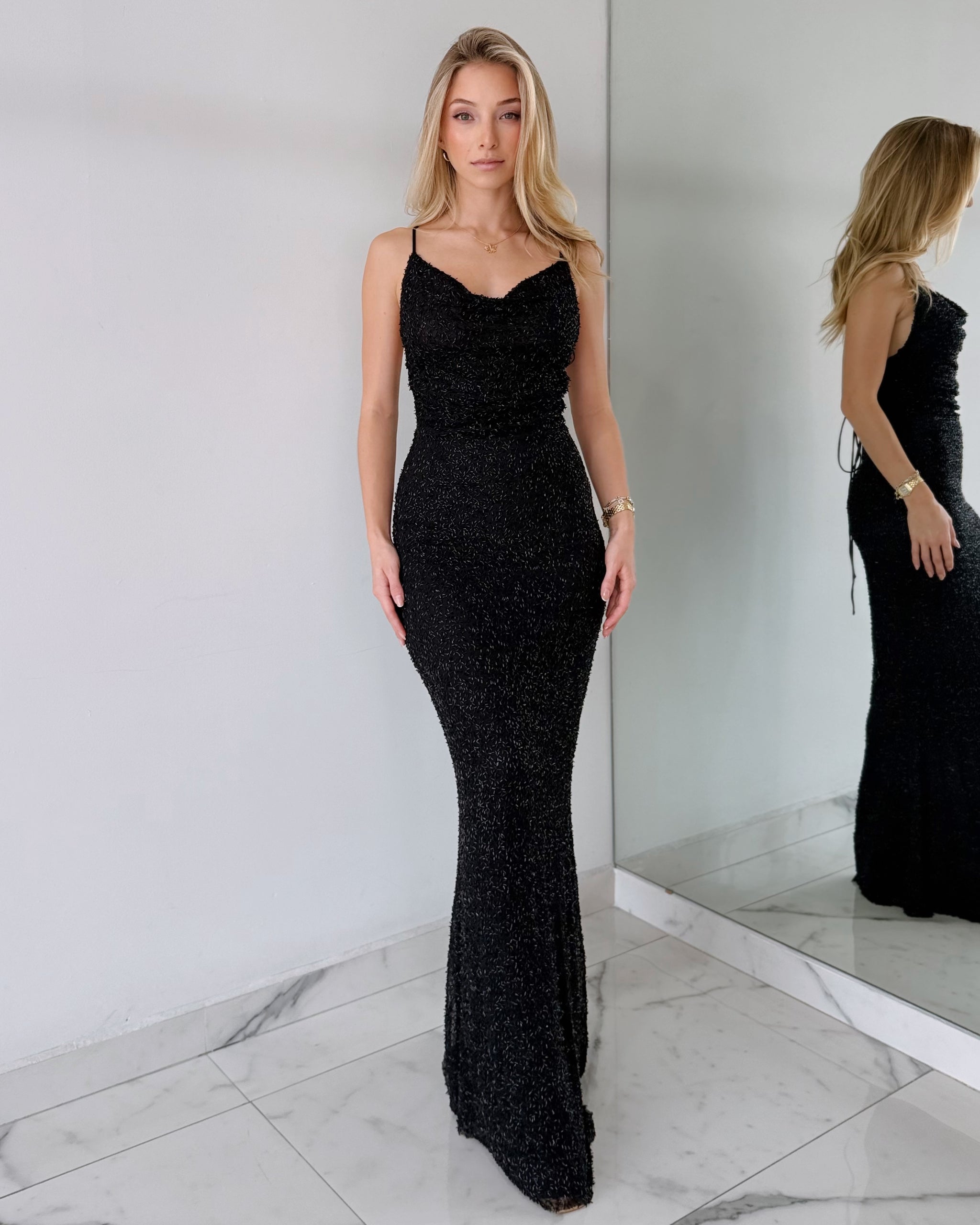 Black Open Back Gown Dress