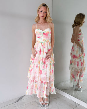 Pink Floral Maxi Dress