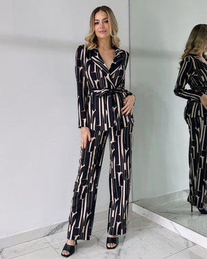 Black and Nude Blazer + Pant Set