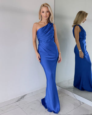 Royal Blue One Shoulder Gown Dress