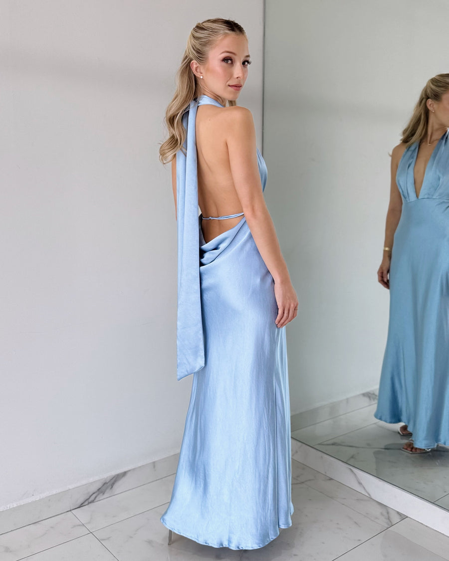 Baby Blue Open Detail Maxi Dress