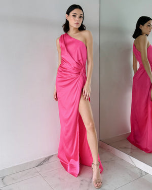 Pink Open Leg Gown Dress