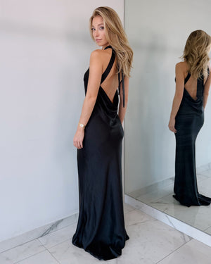 Black Open Back Gown Dress