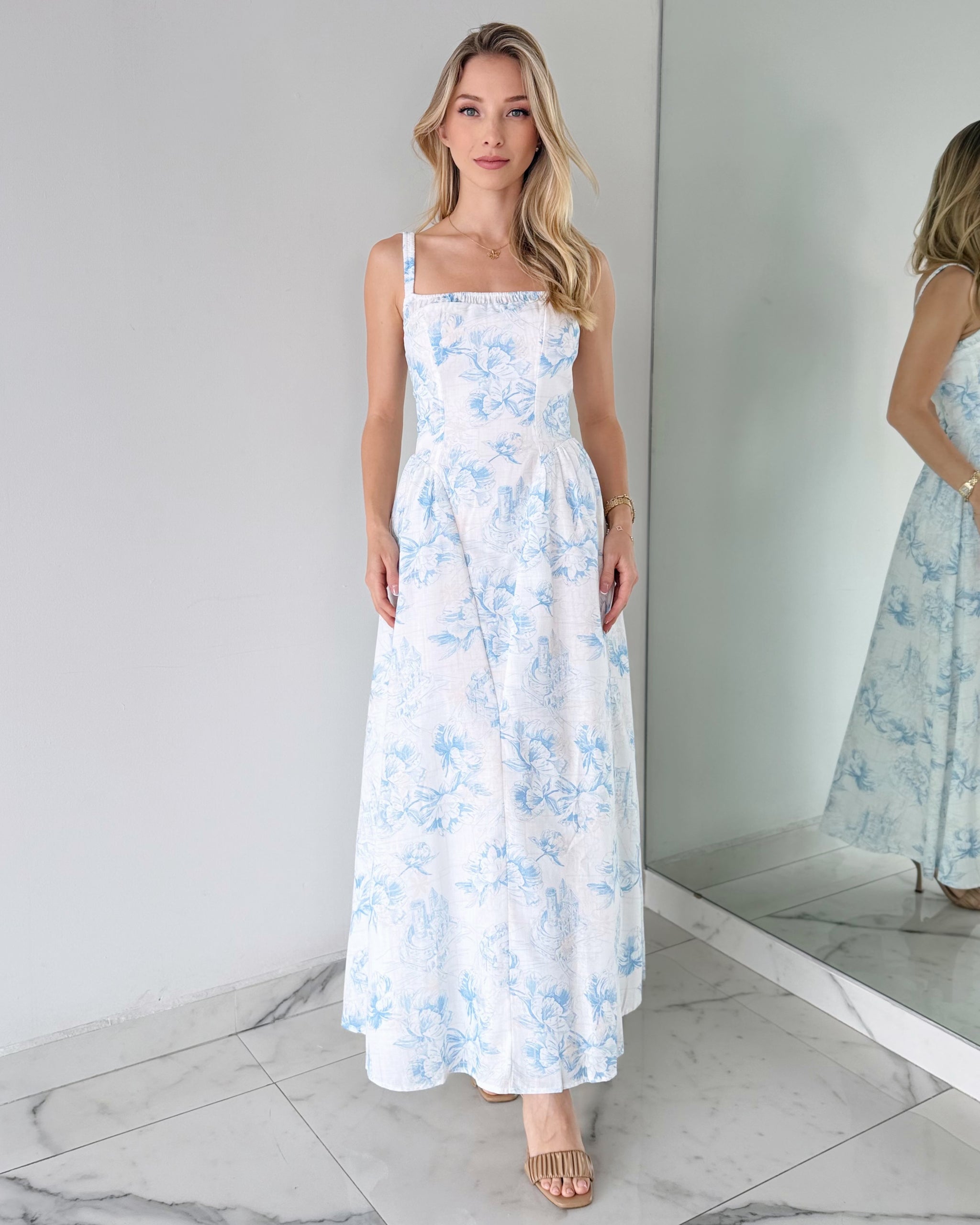 Baby Blue Floral Maxi Dress