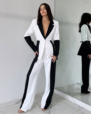 Black and White Blazer + Pant Set
