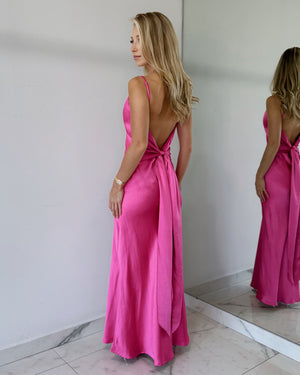 Pink Open Back Gown Dress