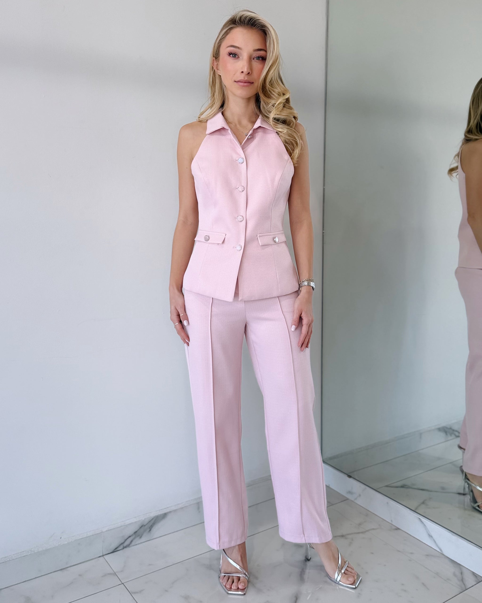 Pink Top + Pant Two Piece Set