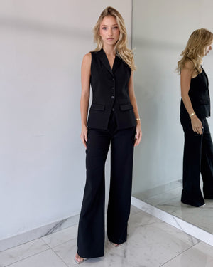 Black Top + Pant Two Piece Set